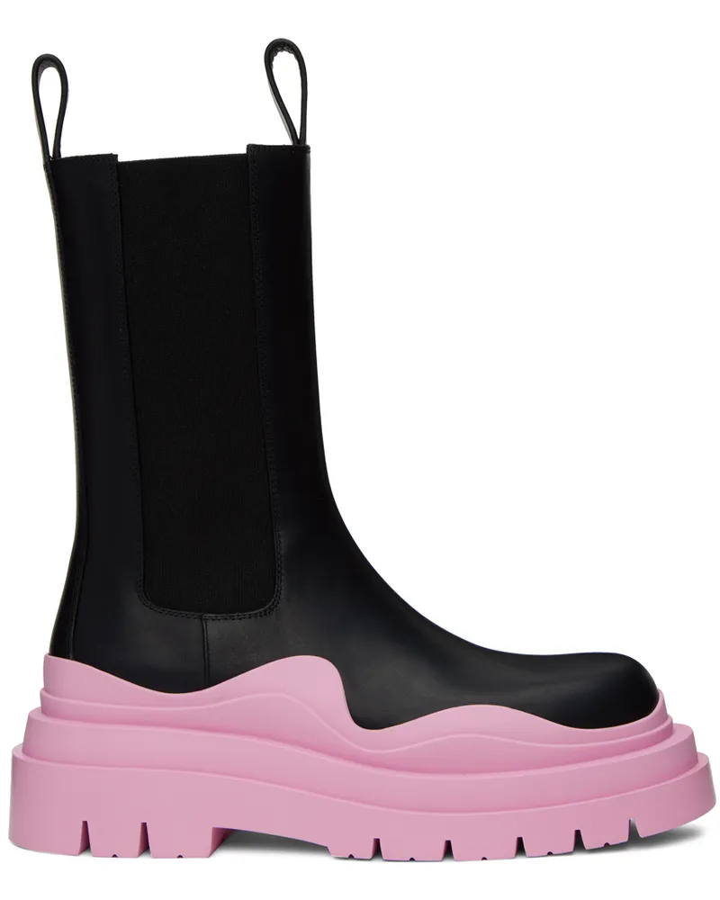 Bottega Veneta Black & Pink Tire Chelsea Boots 1336
