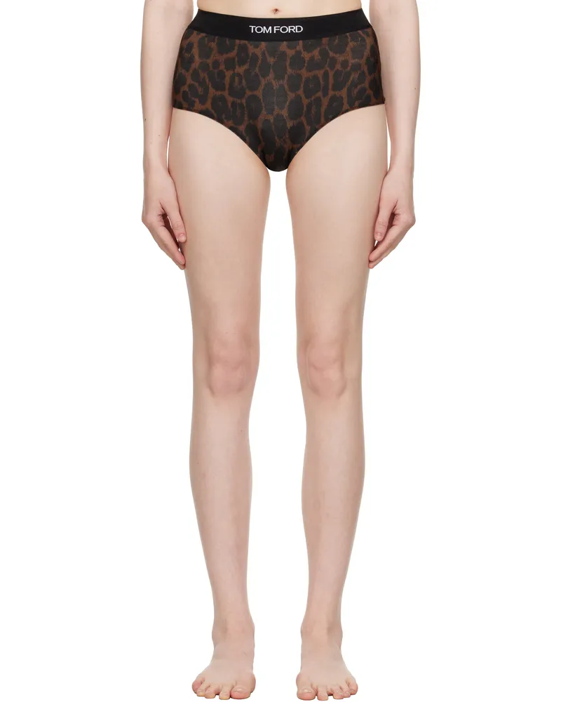 Tom Ford Brown Leopard Modal Signature Briefs Xcabl