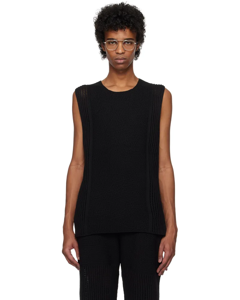 Issey Miyake Black Rustic Knit Vest 15-black