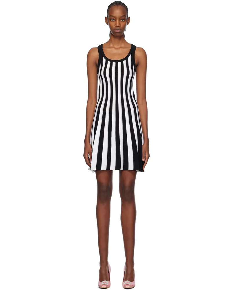 Moschino White & Black Archive Stripes Minidress A1555