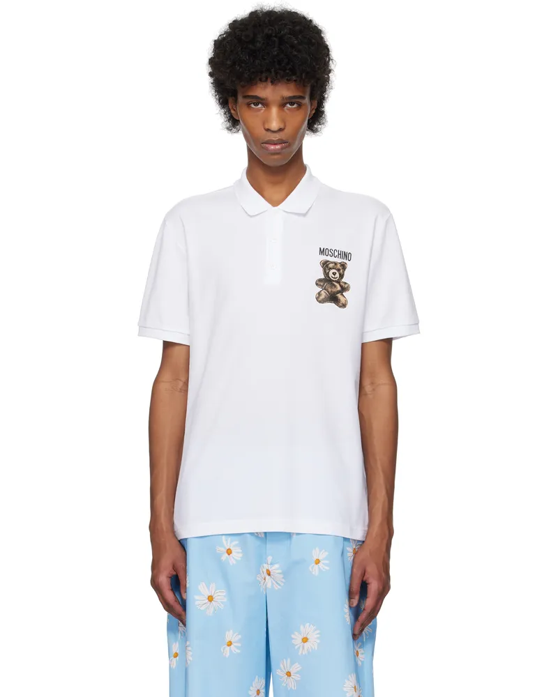 Moschino White Teddy Bear Polo Multi