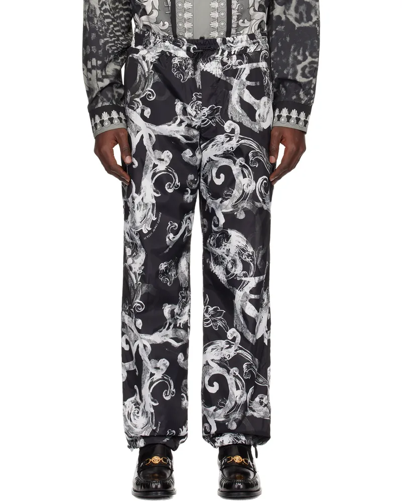 Versace Jeans Black & White Watercolor Couture Trousers E899