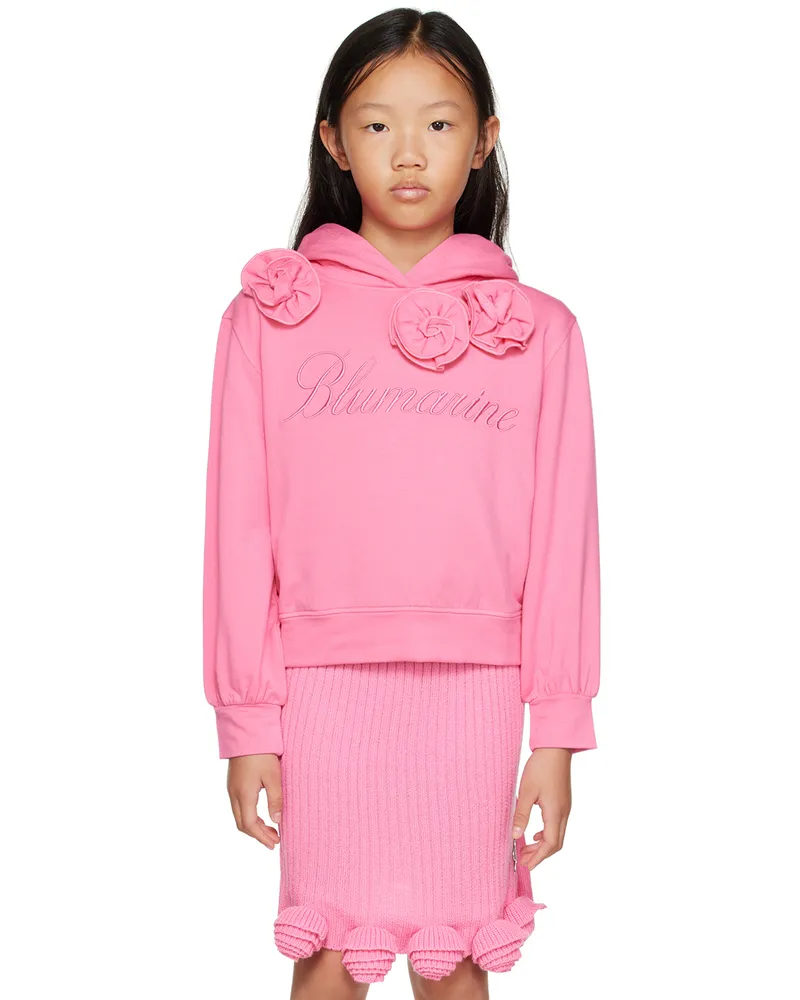 Blumarine Kids Pink Embroidered Hoodie Paradise