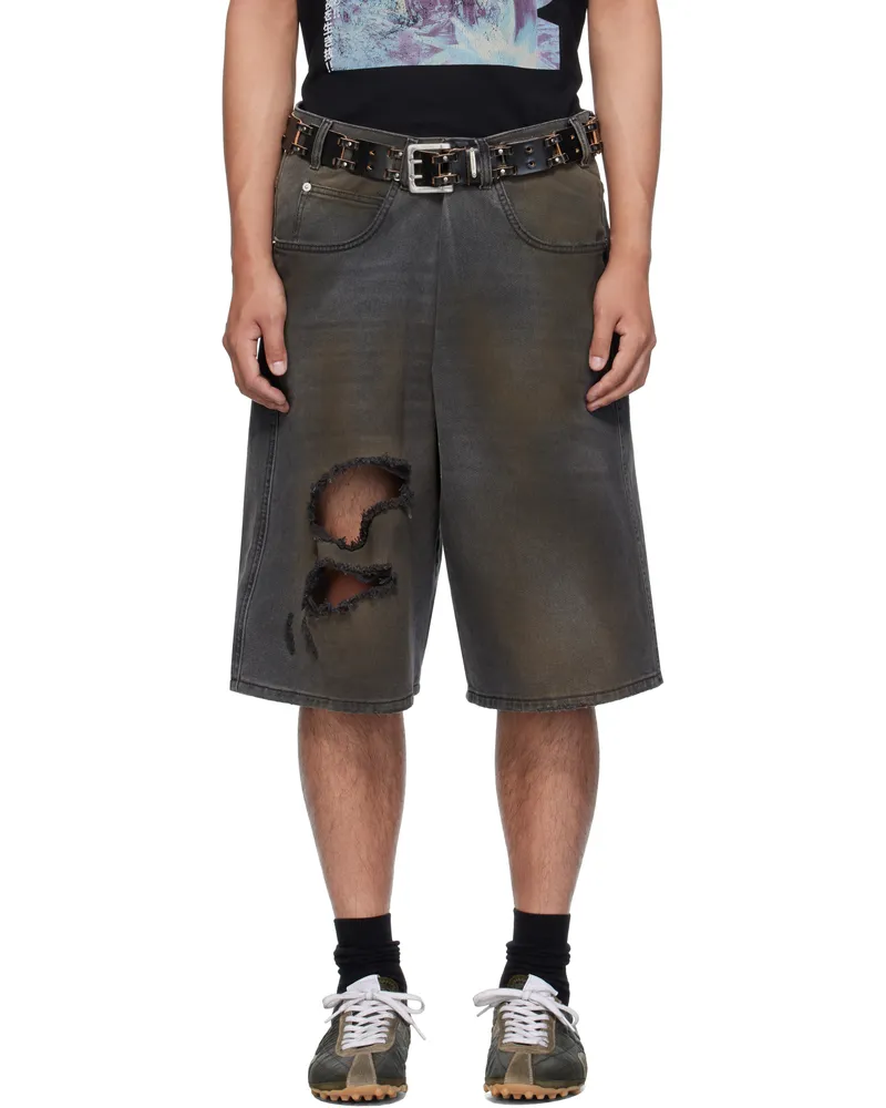 LU'U DAN Gray Kriss Kross Denim Shorts Outcast