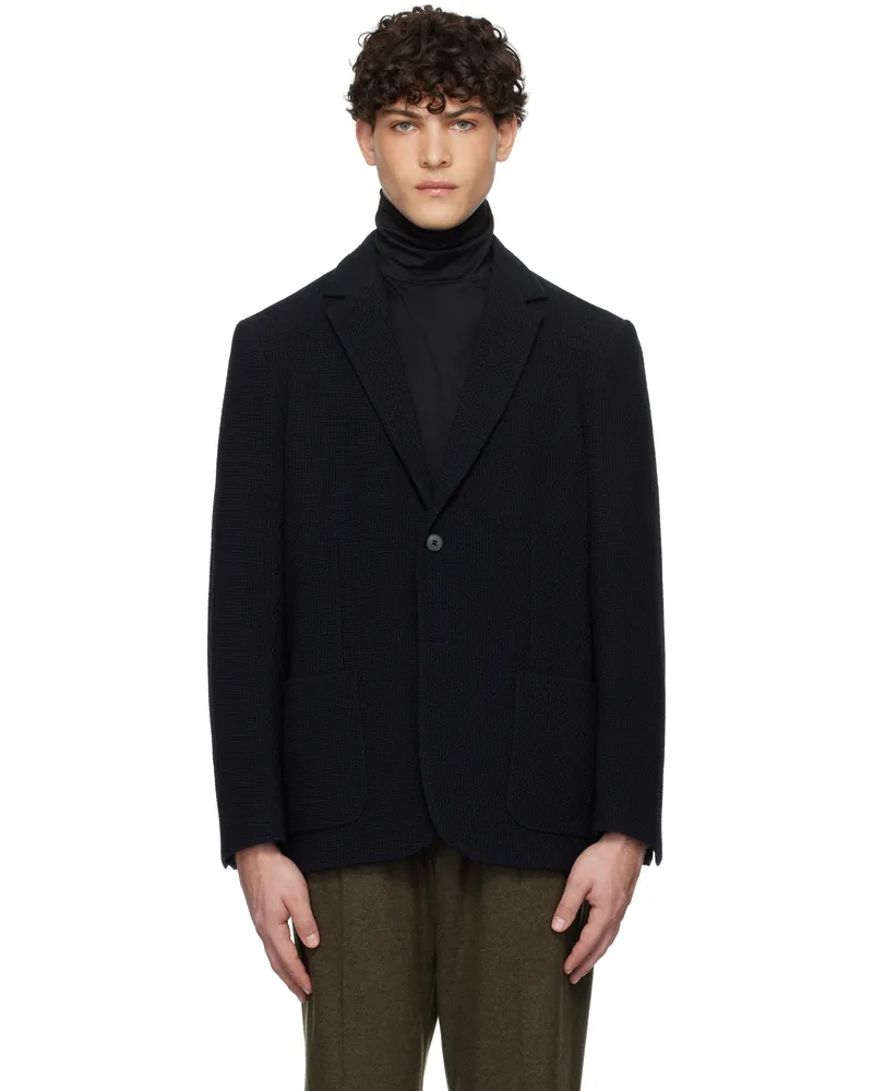 Sunspel Navy Heavy Wool Blazer Navy