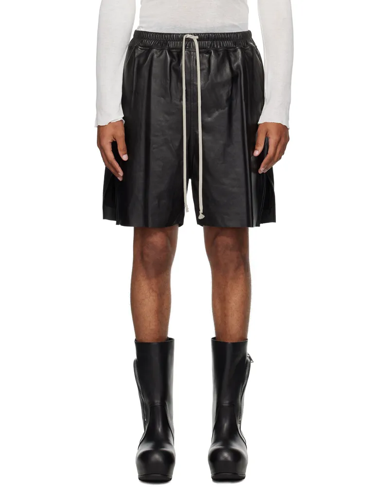 Rick Owens Black Concordians Boxers Leather Shorts 09