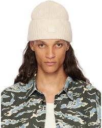 Acne Studios Beige Small Face Logo Beanie Oatmeal