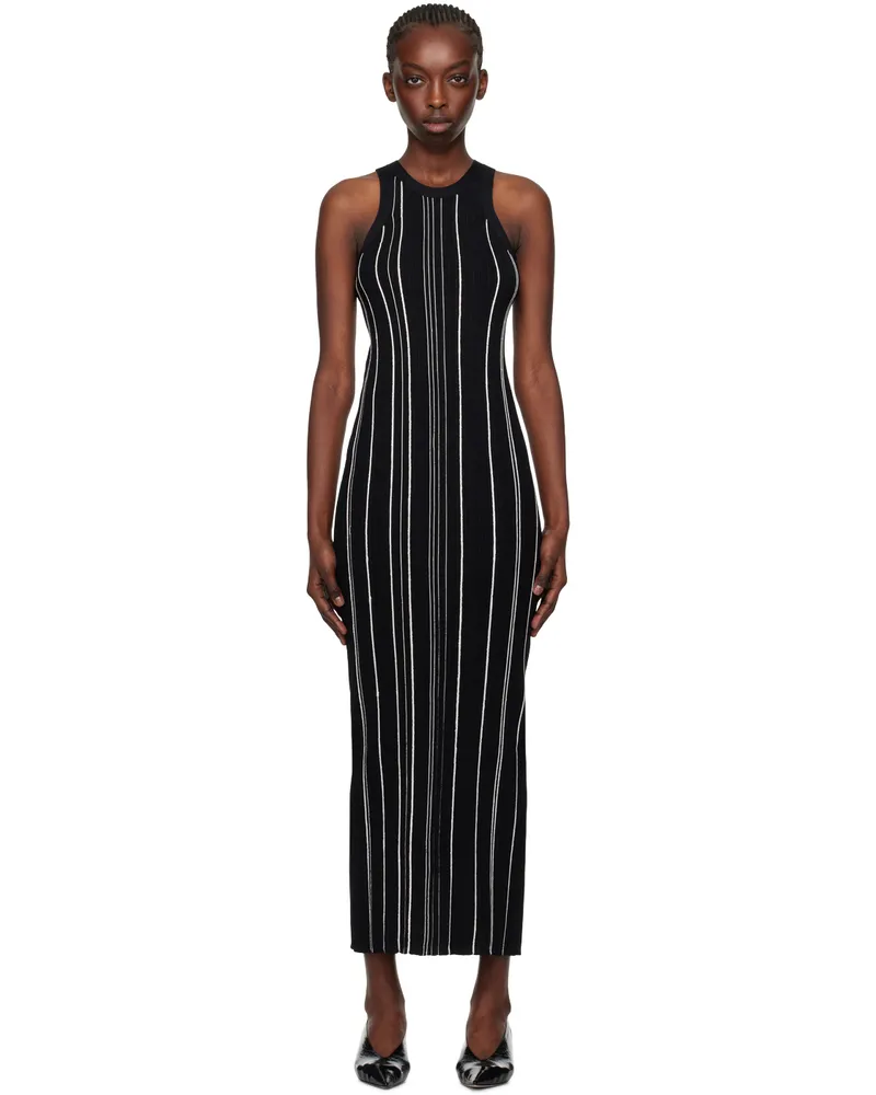 Totême Black Braid Rib Tank Midi Dress 001