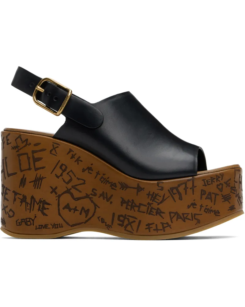Chloé Black Maxime Wedge Sandals 001
