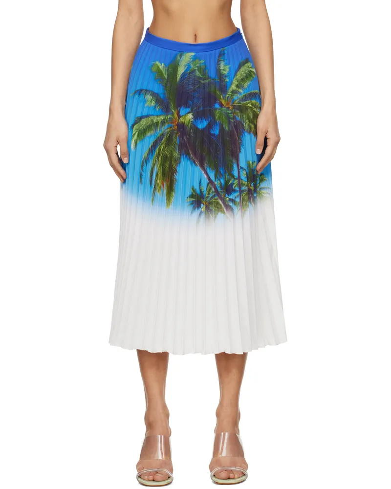 Maison Margiela Blue Archive Print Pleated Midi Skirt 001s