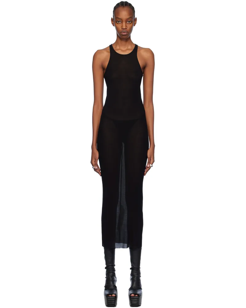 Rick Owens Black Ribbed Midi Dress 09