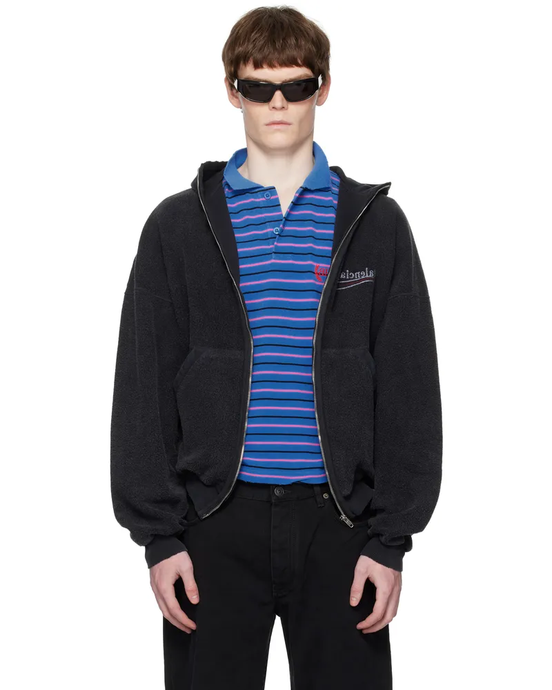 Balenciaga Black Political Campaign Inside-Out Zip-Up Hoodie 9668