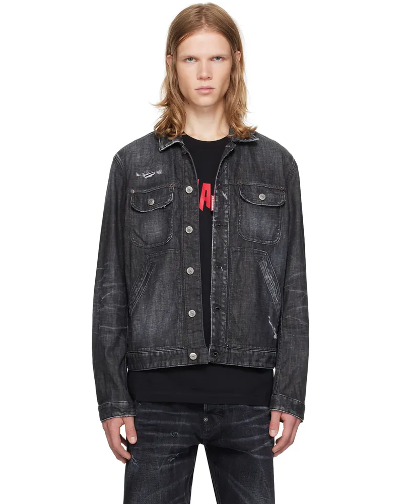 Dsquared2 Black Easy Wash Denim Jacket 900
