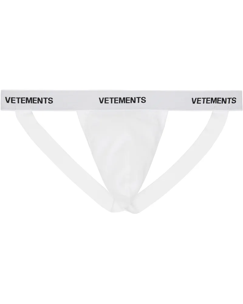 VETEMENTS White Logo-Woven Jock Strap White