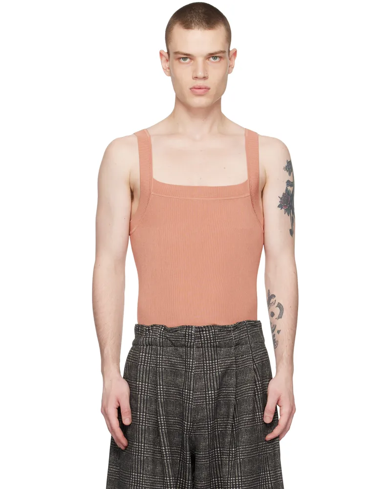 Dries van Noten Pink Square Neck Tank Top Skin