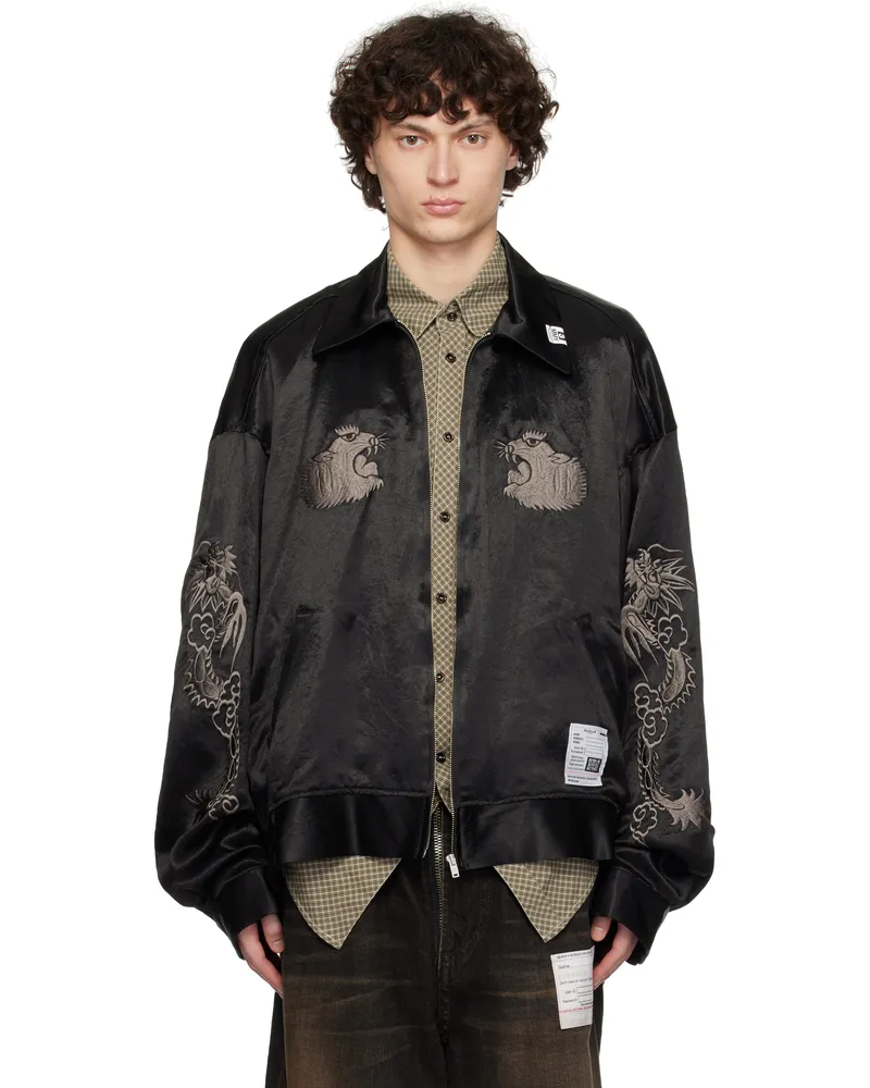 MIHARAYASUHIRO Black Collared Souvenir Jacket Black