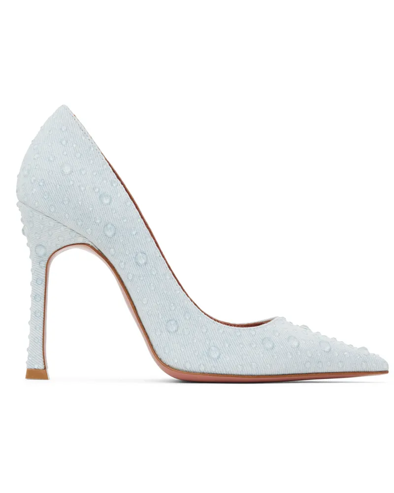 Amina Muaddi Blue Elsa Crystal Pump Heels Light
