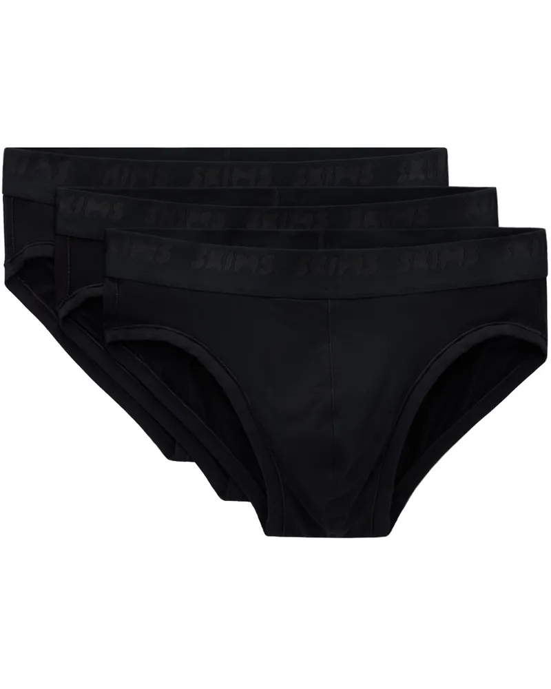 SKIMS Three-Pack Black SKIMS Stretch Briefs Obsidian