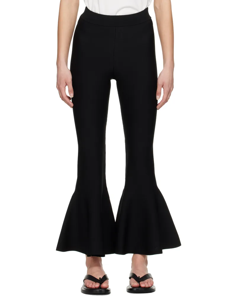 AMI Paris Black Godet Short Lounge Pants Wool