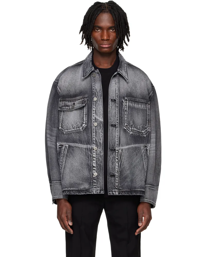 SOLID HOMME Gray Work Denim Jacket 322b