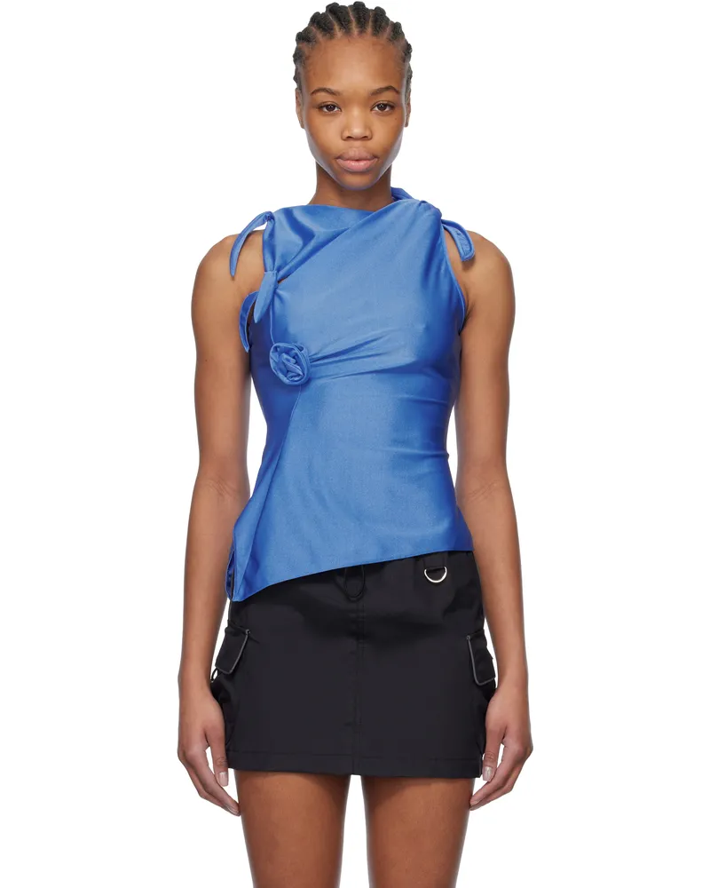 COPERNI Blue Asymmetric Flower Tank Top Blue