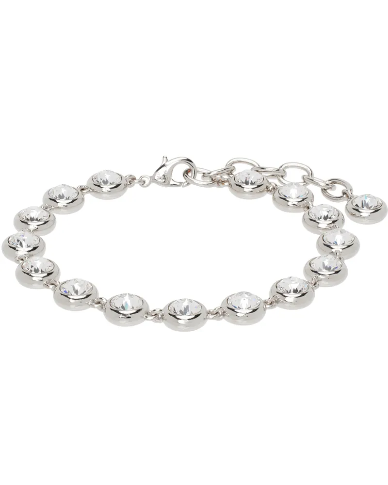 Amina Muaddi Silver Iris Anklet White