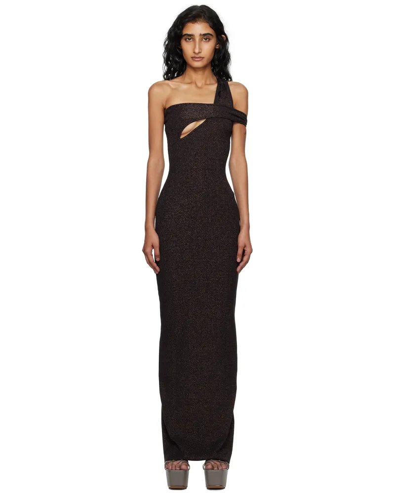 OTTOLINGER Brown Twisted Rib Maxi Dress Blk