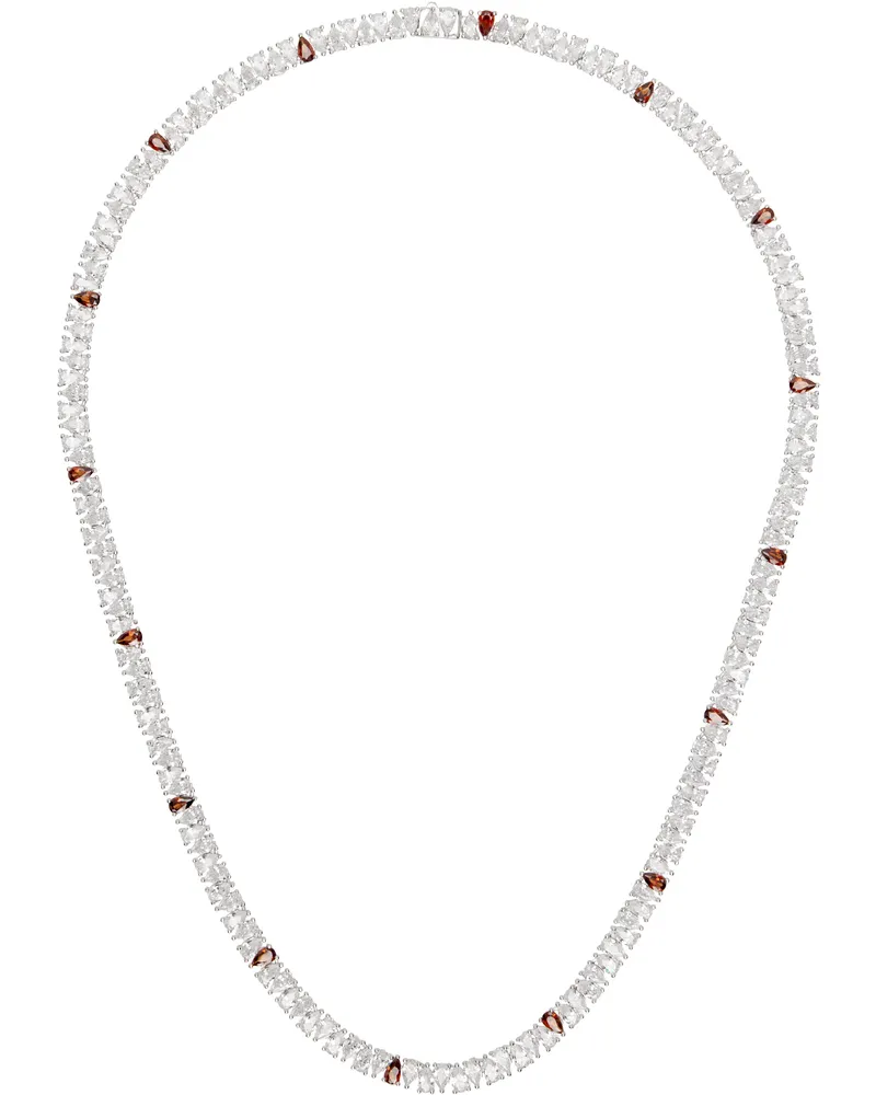 Hatton Labs Silver & Red Drop Tennis Chain Necklace White