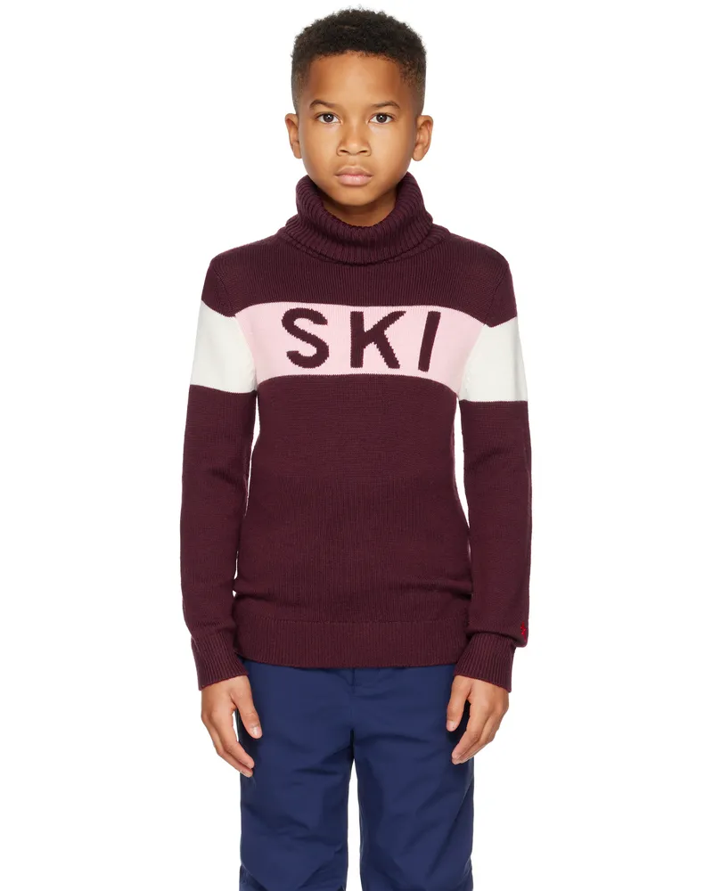 Perfect Moment Kids Burgundy 'Ski' Merino Wool Turtleneck Burgundy