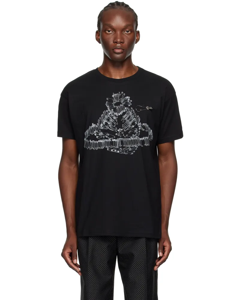 Vivienne Westwood Black Safety Pin Orb Classic T-Shirt Aw24-black