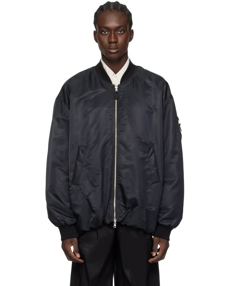 LOW CLASSIC Black Padded Reversible Bomber Jacket Black