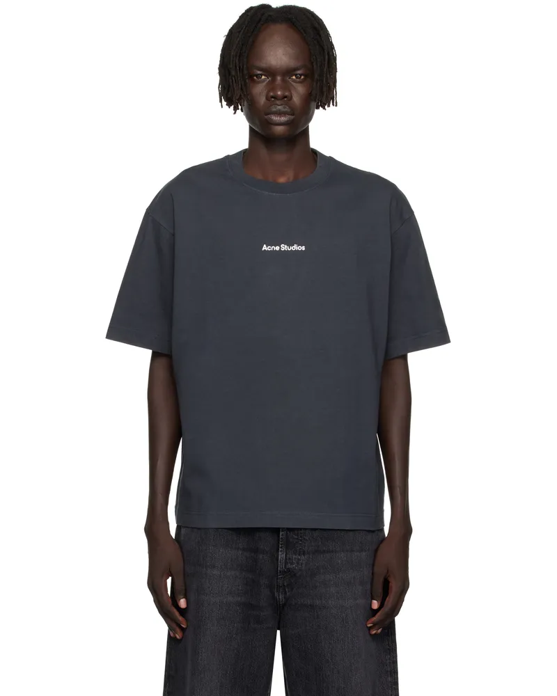 Acne Studios Black Stamp Logo Relaxed Fit T-shirt 900
