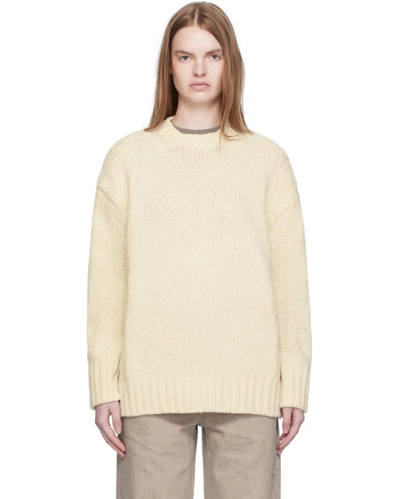 Arch The Off-White Basic Round Neck Knit Sweater Ivory