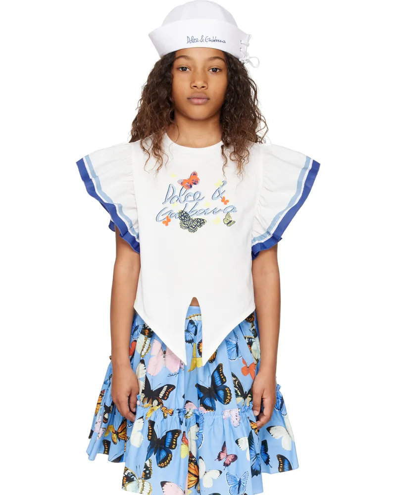 Dolce & Gabbana Kids White Jersey & Poplin T-shirt S9000