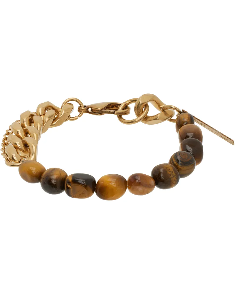 Dries van Noten Gold & Brown Stone Chain Bracelet 971
