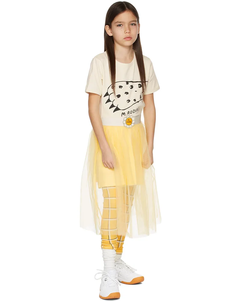 Mini Rodini Kids Yellow 'M.Rodini' Flower Tulle Skirt Yellow