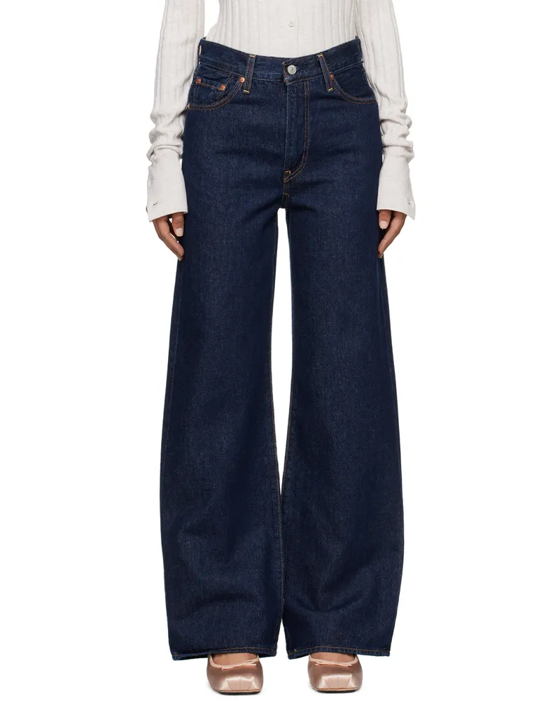 Levi's Indigo Ribcage Wide Leg Jeans Shaded