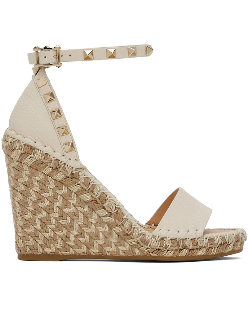 Valentino Garavani Off-White Double Rockstud Heeled Sandals 48n
