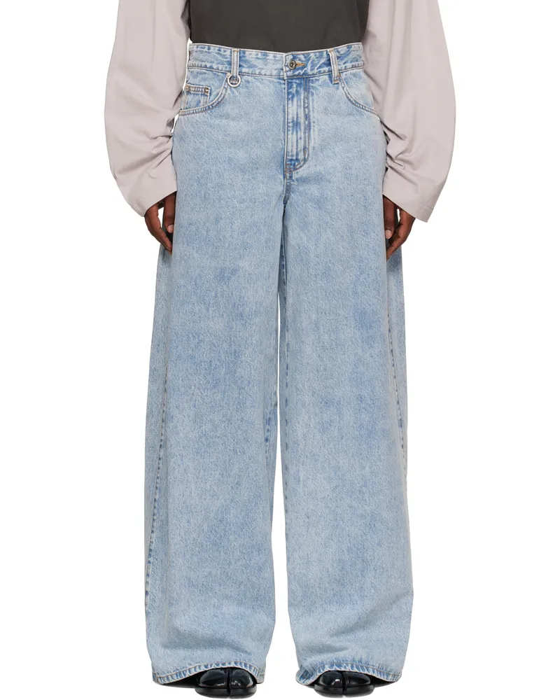 WE 11 DONE Blue Oversized Low-Rise Jeans Sky