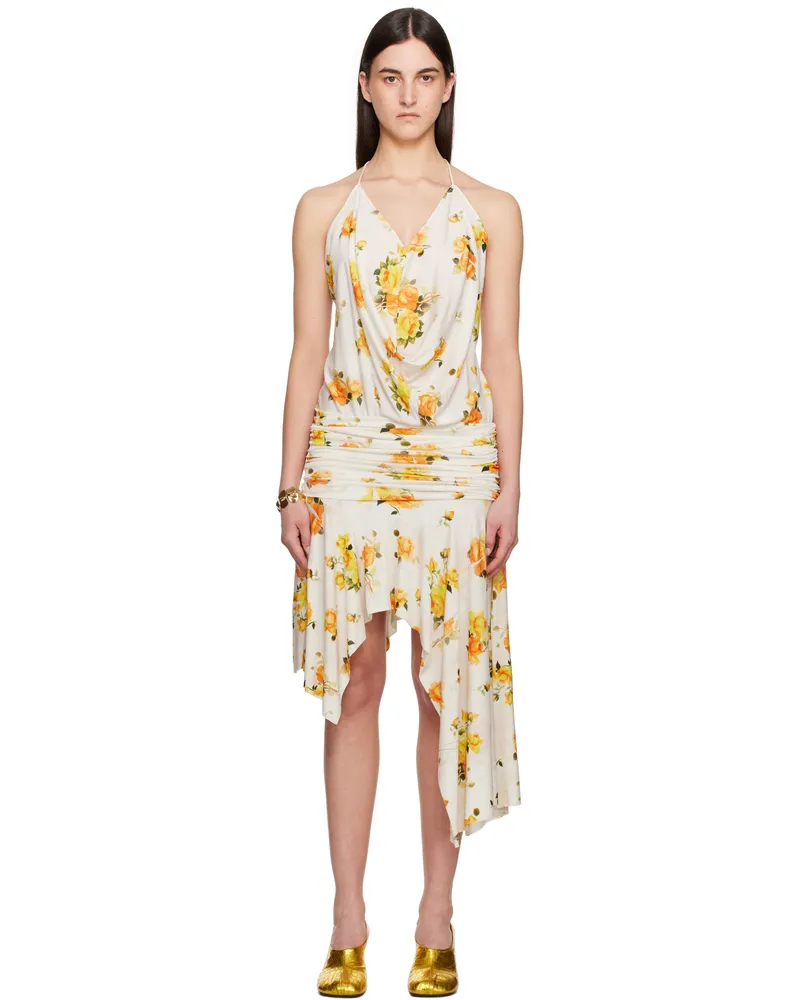 Acne Studios White & Orange Strap Midi Dress Azy