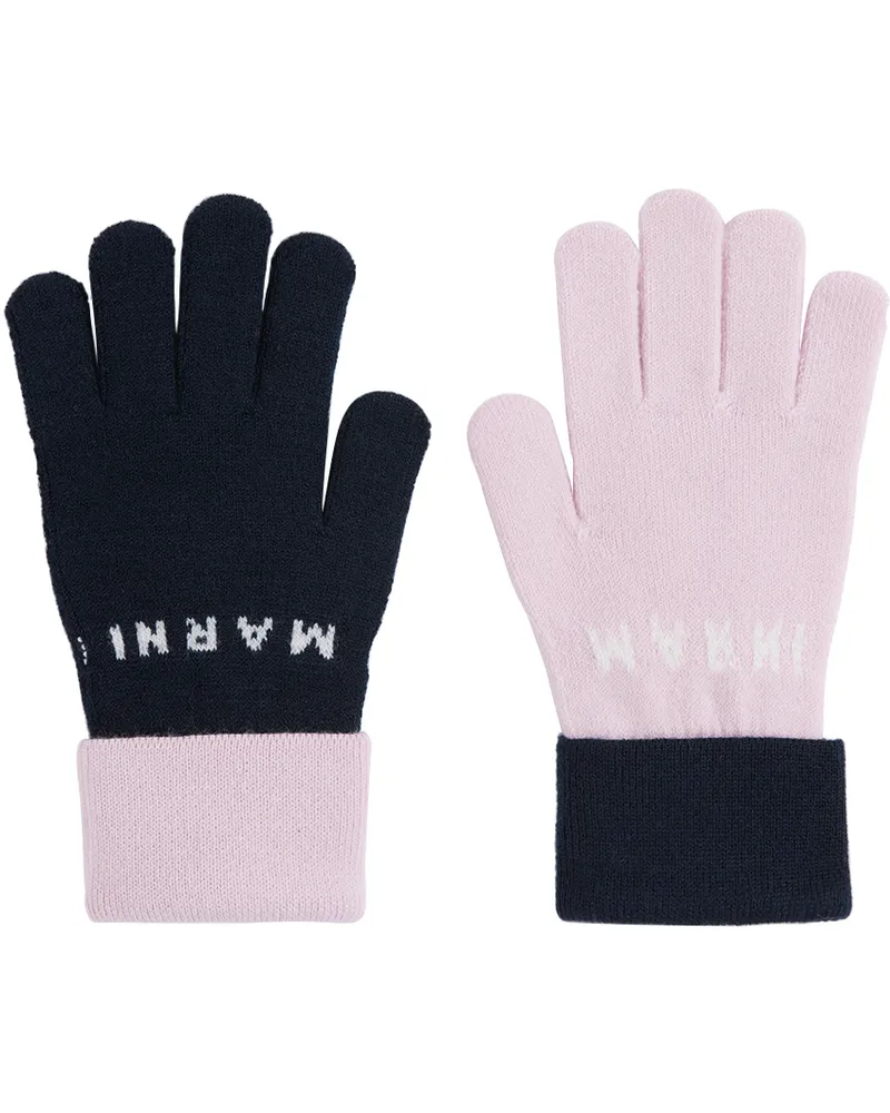Marni Kids Purple & Navy Logo Gloves 0m329