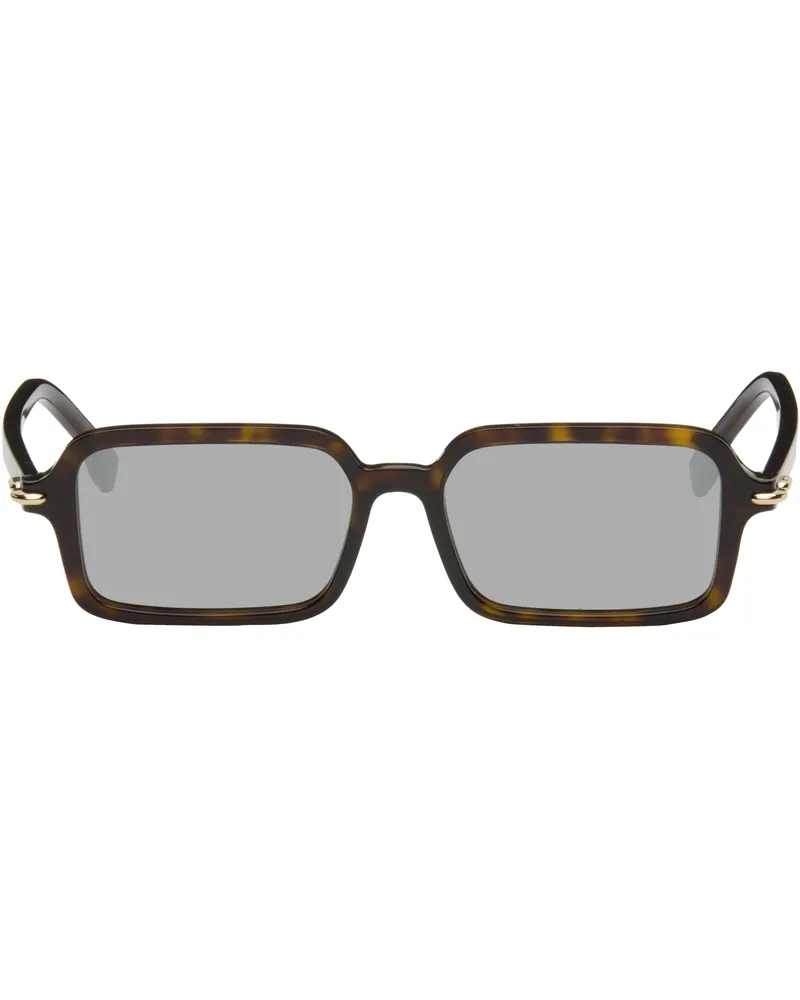 Fendi Brown & Black 'Fendi' Selleria Rectangle Sunglasses Dark