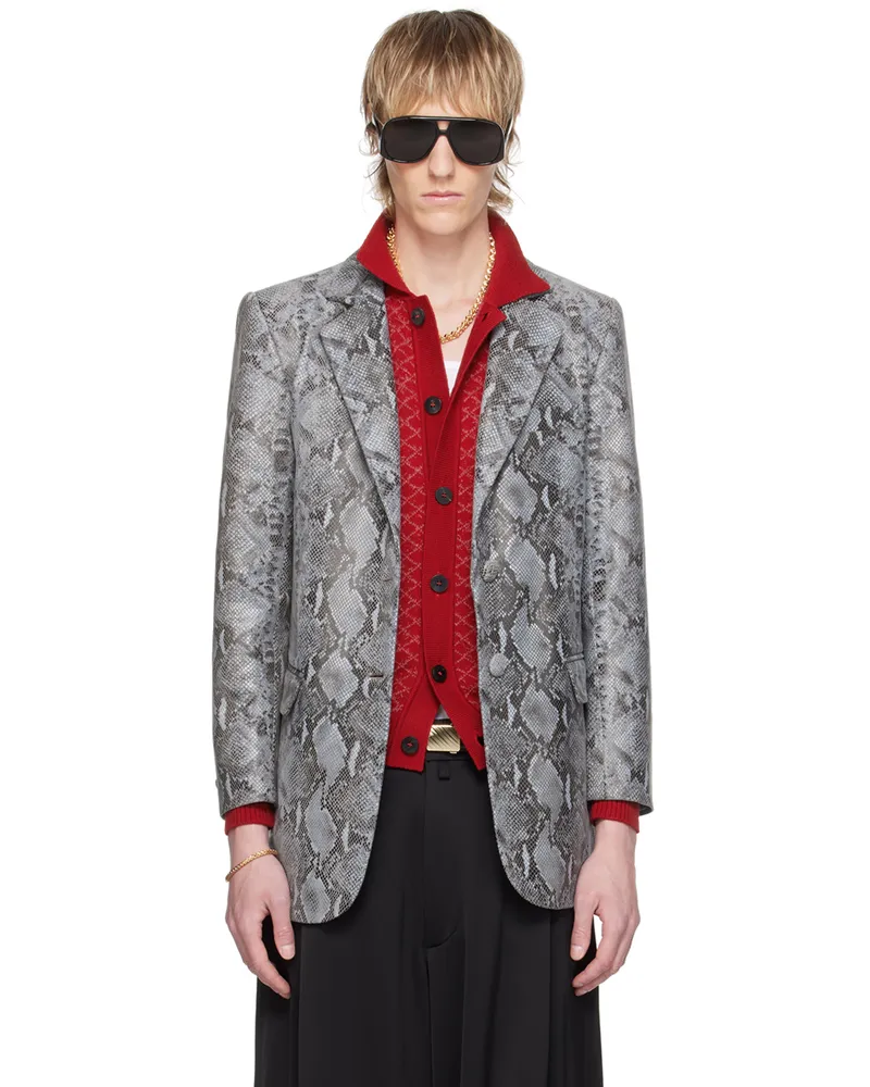 Theophilio SSENSE Exclusive Gray Leather Blazer 6053