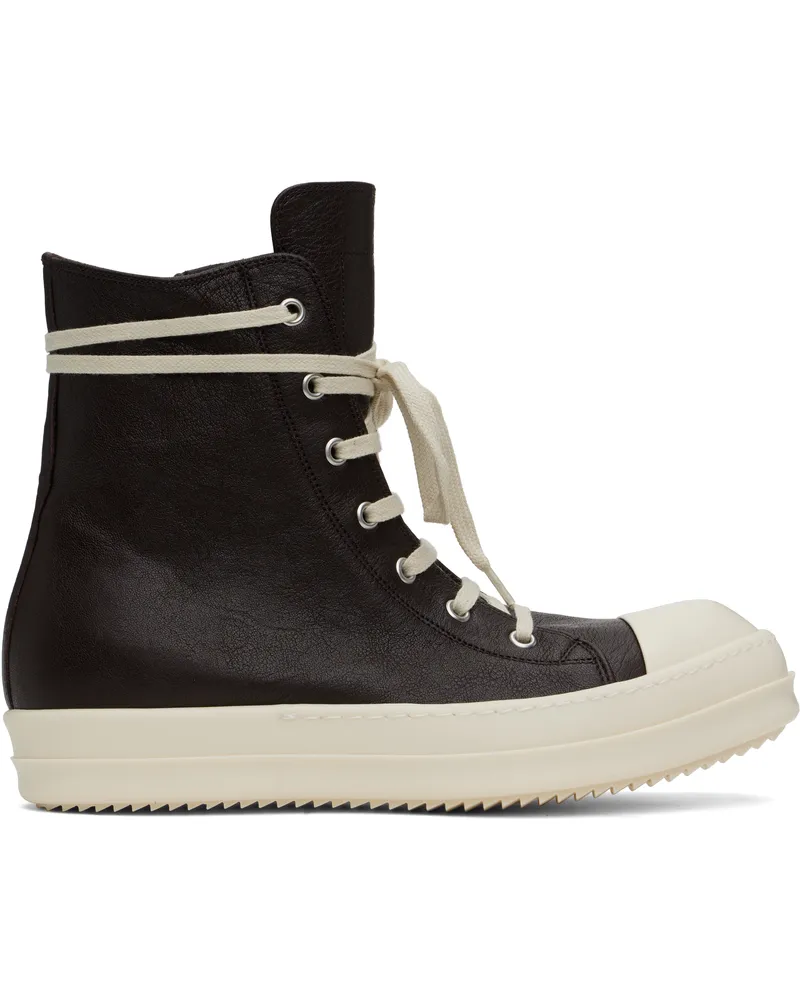Rick Owens Brown Hollywood Waxy Goat Leather Sneakers 1411