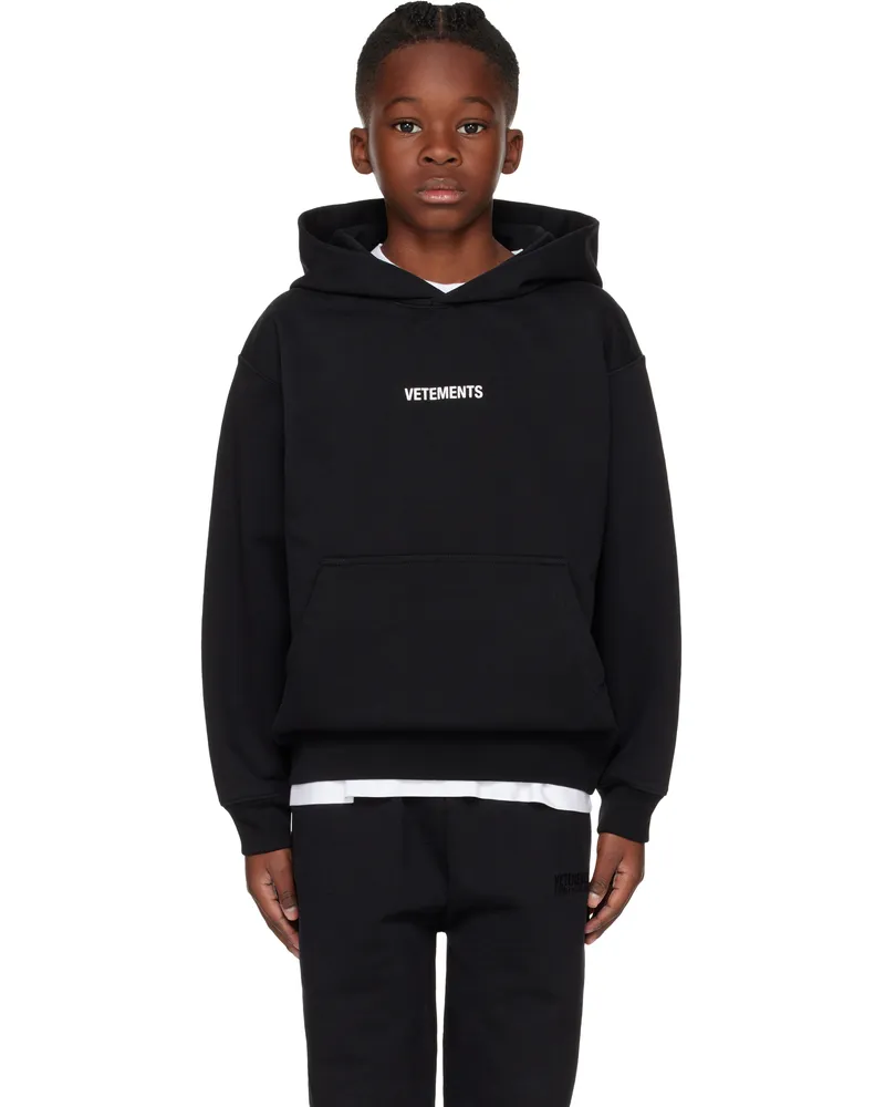 VETEMENTS Kids Black Logo Hoodie Black