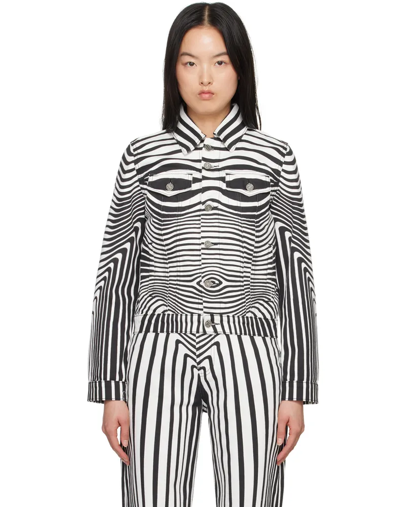 Jean Paul Gaultier White Printed Denim Jacket 0100