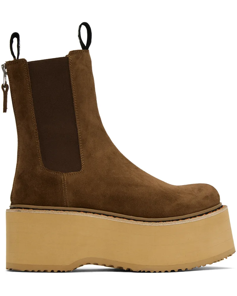 R13 Brown Double Stack Chelsea Boots Brown