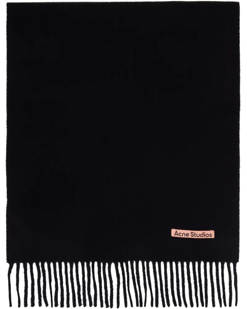 Acne Studios Black Fringe Wool Narrow Scarf 900