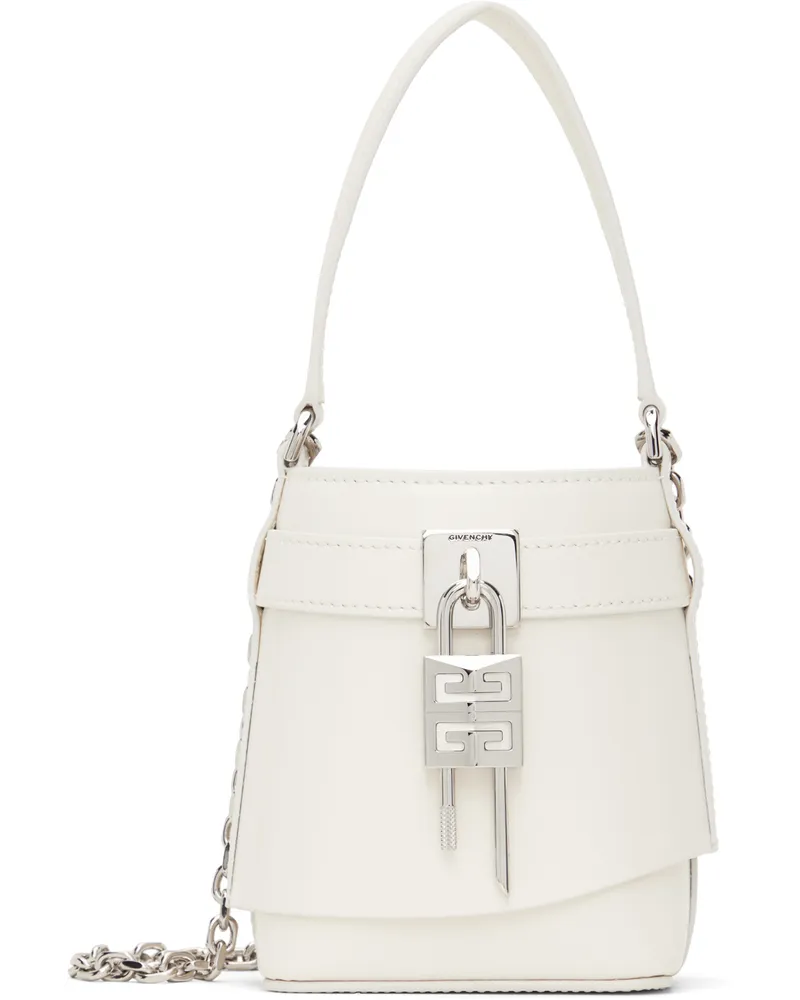 Givenchy White Micro Shark Lock Bucket Bag 105-ivory