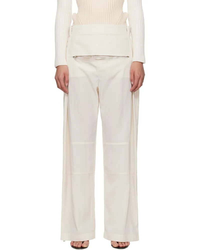 Jean Paul Gaultier Off-White Zip Trousers 03